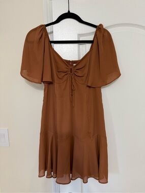 Abercrombie & Fitch Burnt Orange Flutter-Sleeve Mini Dress